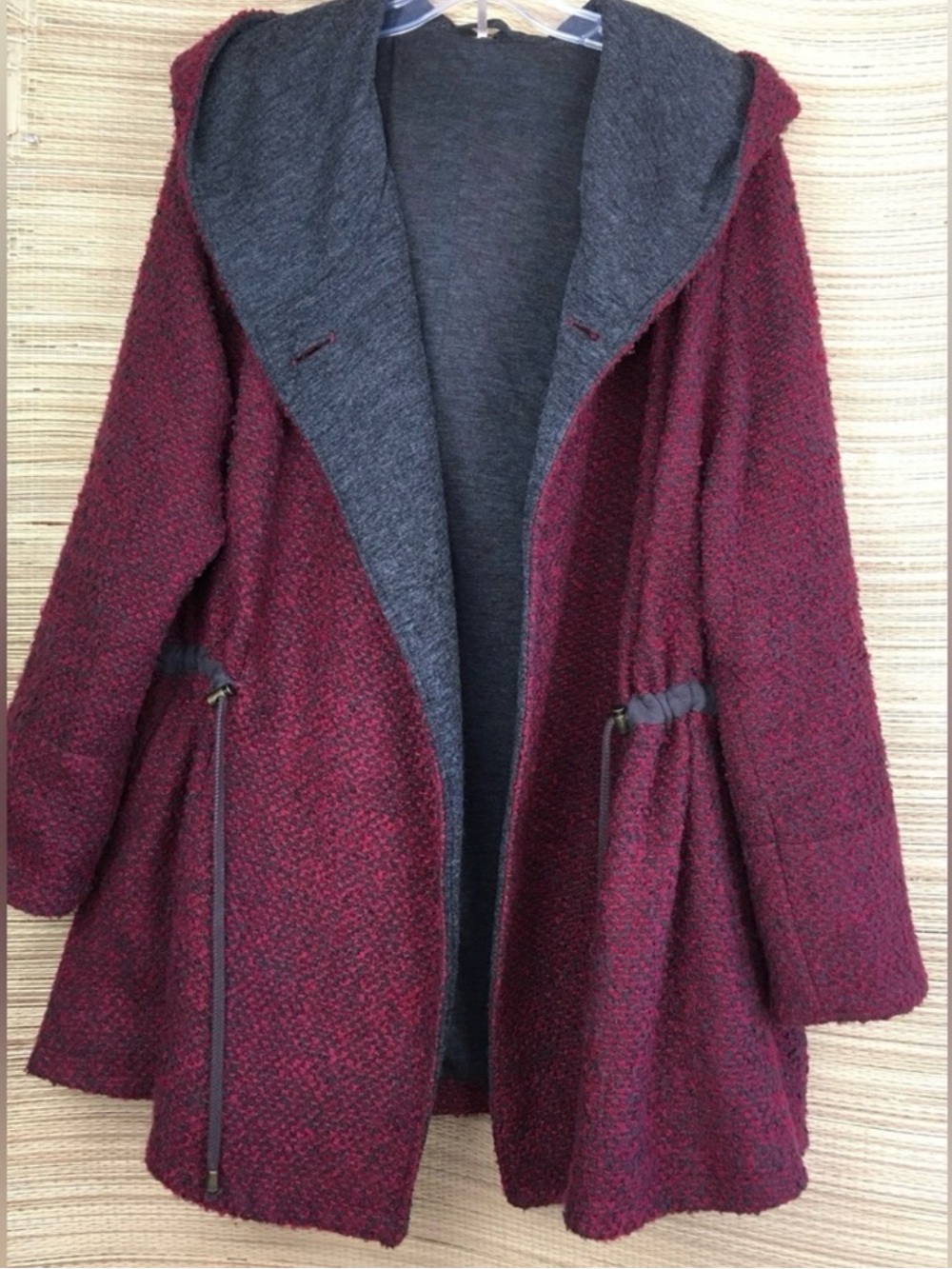 Free People "Satellite Image"
Tweed Wool Blend Hooded Jersey-Lined Coat Size S/P - Picture 5 of 14